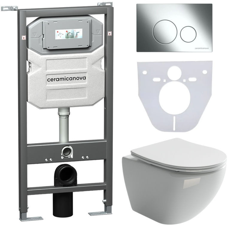 Инсталляция с унитазом и с кнопкой смыва Ceramica Nova CN4002_1001CH_1000