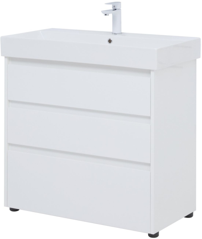 Тумба под раковину Aquanet Nova Lite 85 белый глянец (3 ящика) 00302475