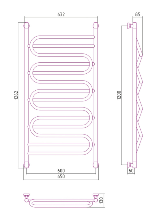 Полотенцесушитель водяной Сунержа Иллюзия+ 65x126 00-0210-1260 хром