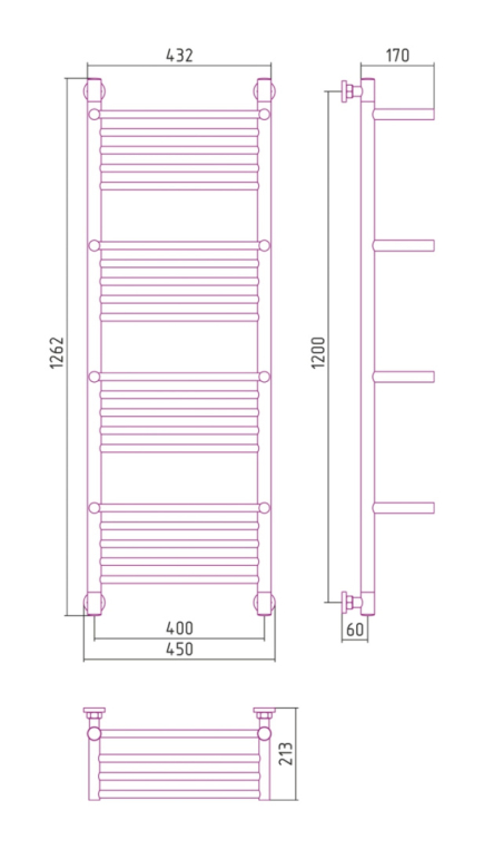 Полотенцесушитель водяной Сунержа Богема+ 45x126 03-0224-1240 золото