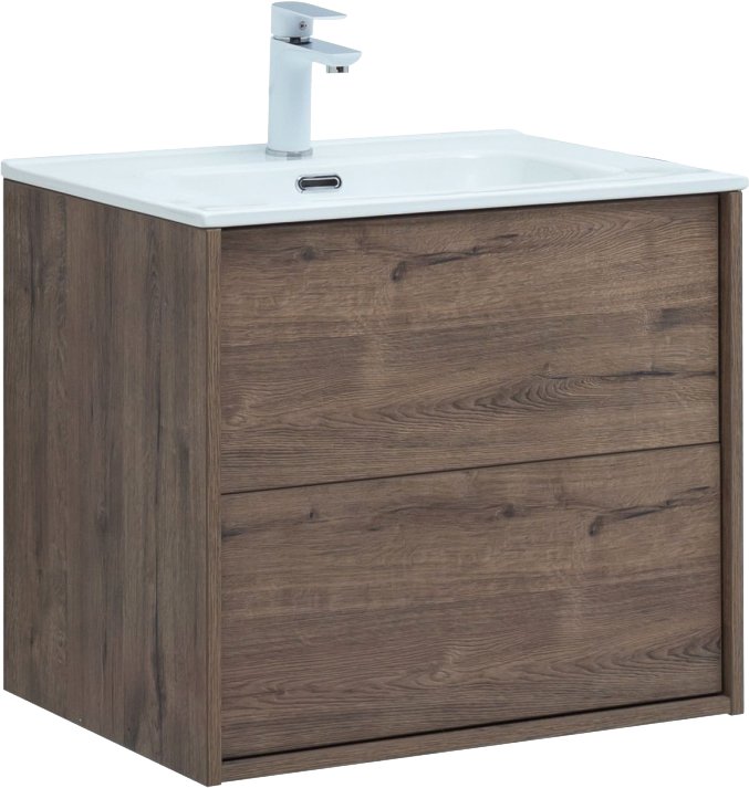 Тумба с раковиной Aquanet Lino 60 дуб веллингтон, Flat 60 (00287541+812-60)