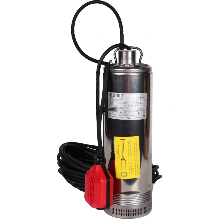 SPW-0001-200600 Насос колодезный с поплавком, кабель 20 м, 230V, Q=90 л/мин, H=34 м