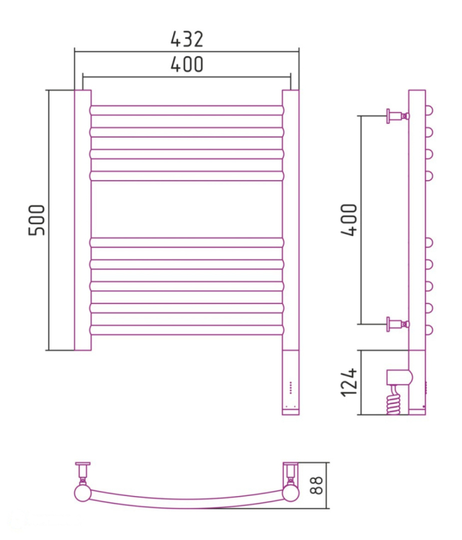 Электрический полотенцесушитель Сунержа Богема 3.0 выгнутая 500x400 МЭМ Пр. матовый белый (30-5803-5040)