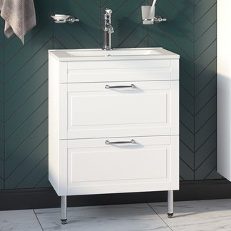 Тумба с раковиной IDDIS Oxford 80, напольная, белая (OXF80W0i95+0138000I28)