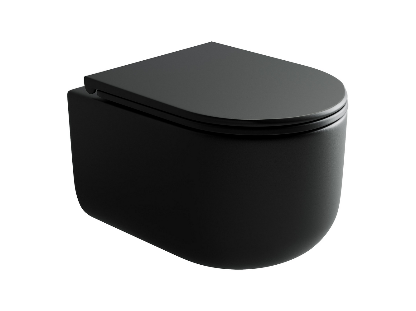 Подвесной унитаз Ulma Rimless, глубокий смыв, с крепежом для полностью скрытого монтажа, ультратонким сидением и крышкой с функцией плавного закрытия (цвет черный матовый)