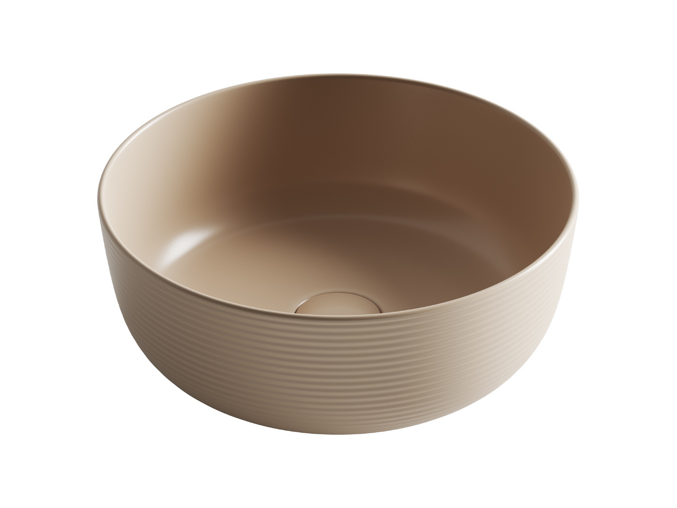 Раковина накладная круглая 356x356x135, без перелива, цвет капучино матовый