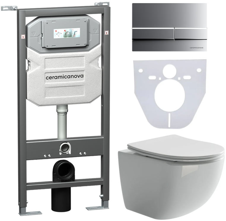 Инсталляция с унитазом и с кнопкой смыва Ceramica Nova CN3009_1002M_1000