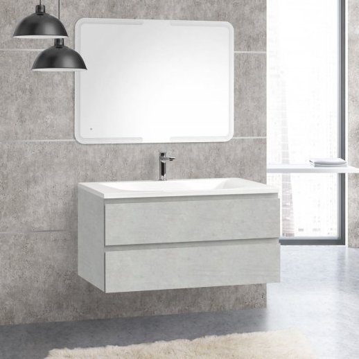 Комплект мебели Cezares Molveno 100 beton (MOLVENO-100-2C-SO-BET+CEZ1000/500-LV-MR+SPC-MAR-1000-800-LED-BTN)