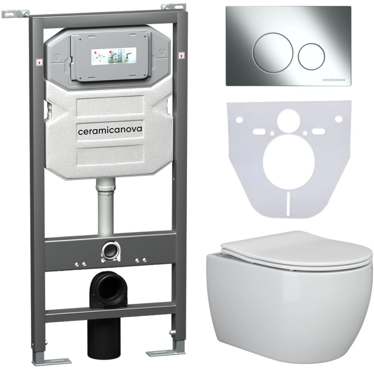 Инсталляция с унитазом и с кнопкой смыва Ceramica Nova CN3001_1001CH_1000