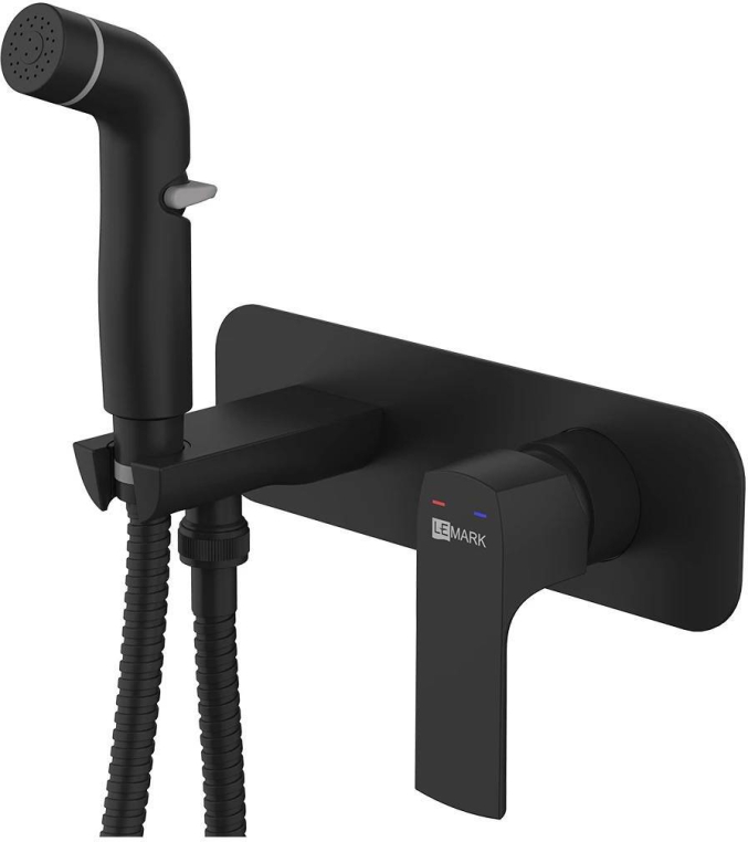 Смеситель с гигиеническим душем LEMARK Ursus LM7220BL черный матовый