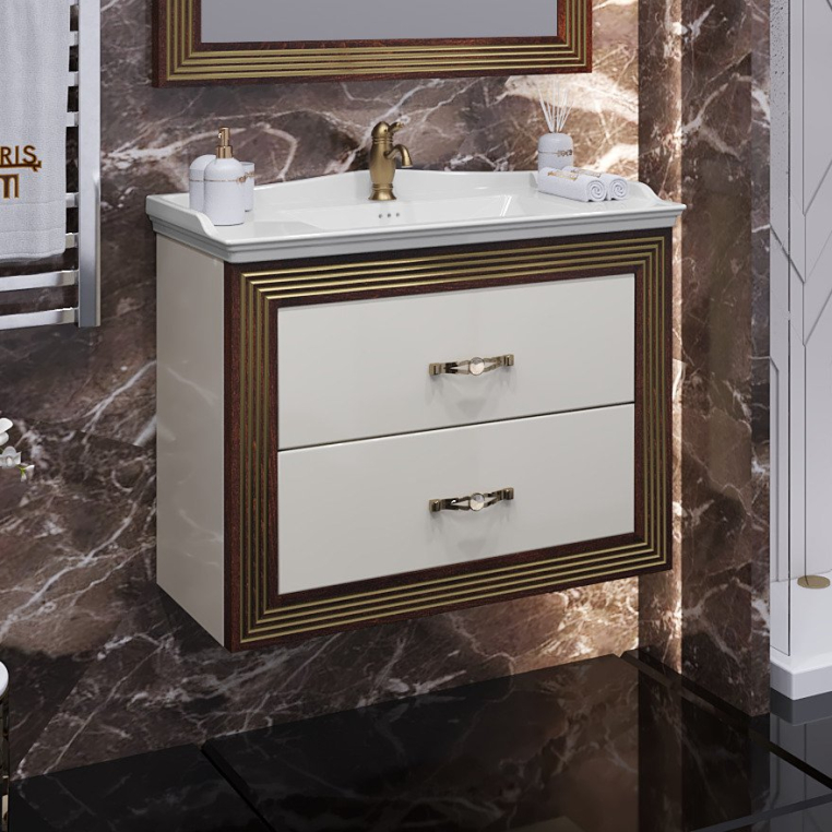Тумба с раковиной Opadiris Карат 80 золото (00-00003520+036300-u-01)