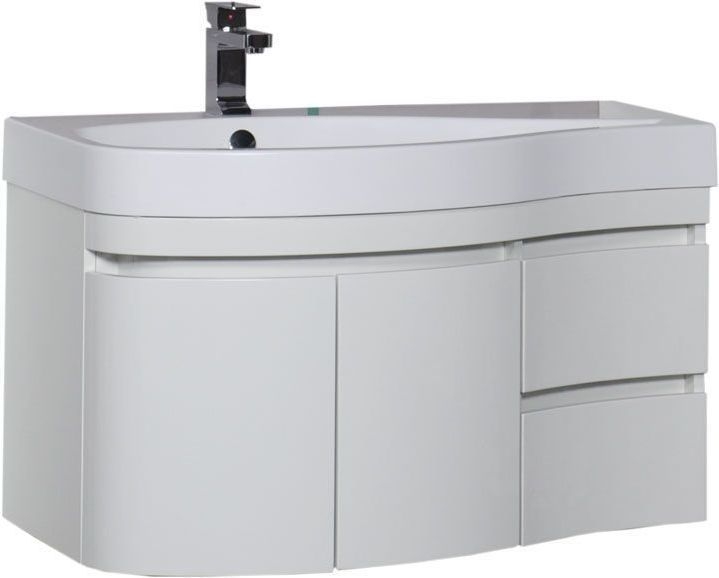 Тумба с раковиной Aquanet Сопрано 95 L белый (2 дверцы 2 ящика) 00212998