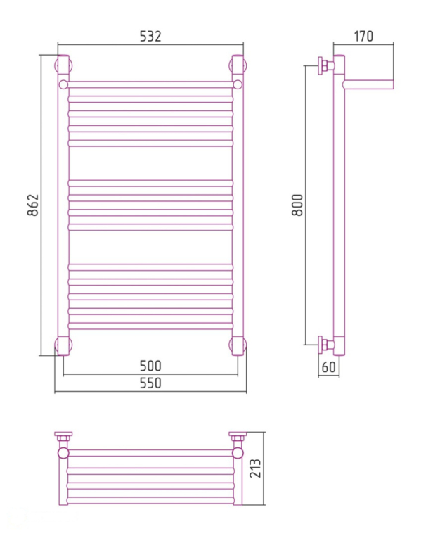 Полотенцесушитель водяной Сунержа Богема+ 55x86 051-0223-8050 латунь
