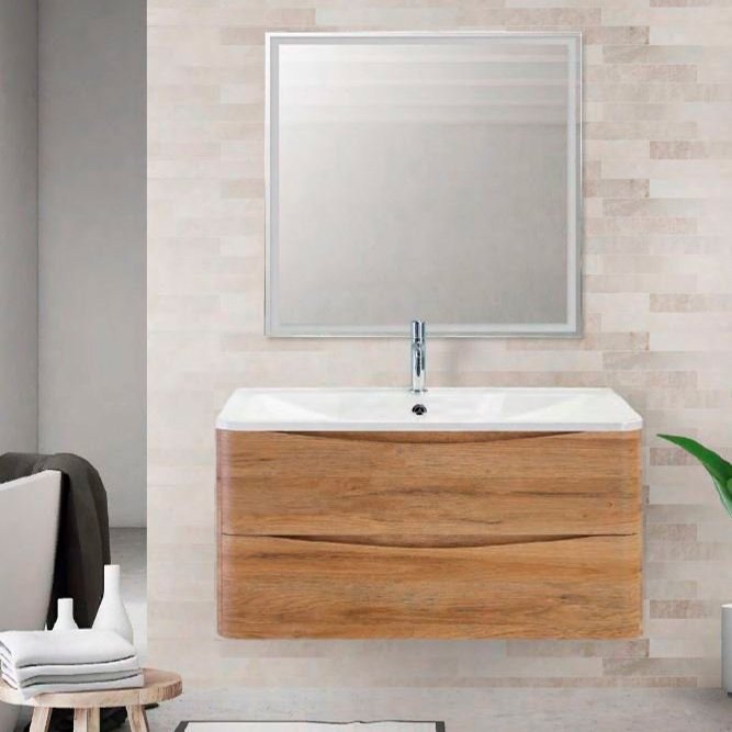 Комплект мебели BelBagno Acqua 90 подвесная, rovere rustico (ACQUA-900-2C-SO-RR+BB900/455-LV-MR-ALR+SPC-GRT-800-800-LED-TCH)