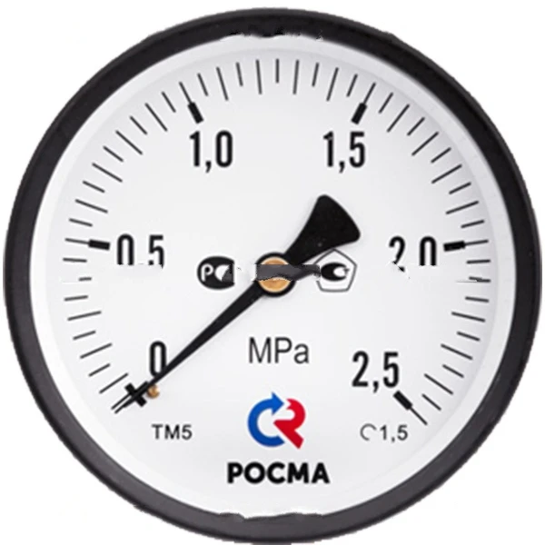 00000000601 РОСМА ТМ-210Т.00 (0-1 MPa) G1/4 МАНОМЕТР 50мм, общетехнический, осевое присоединение, КТ 2,5.