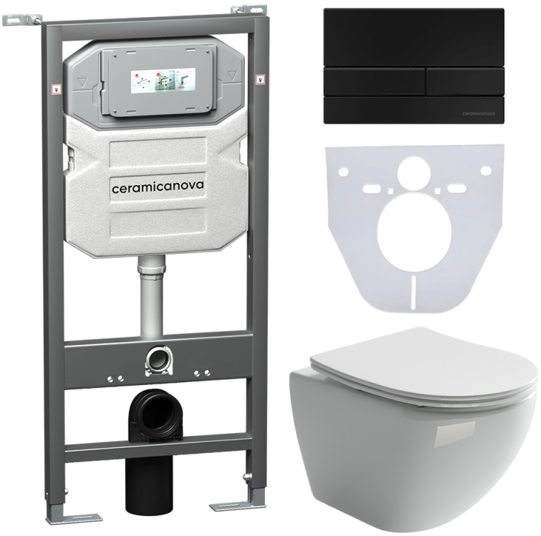 Инсталляция с унитазом и с кнопкой смыва Ceramica Nova CN4002_1002B_1000
