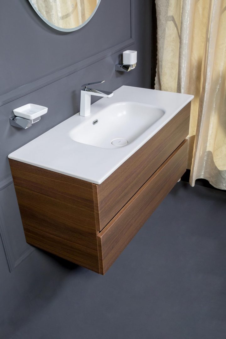 Тумба без раковины Vallessi 100*46cm DARK OAK мат. 2 полки,