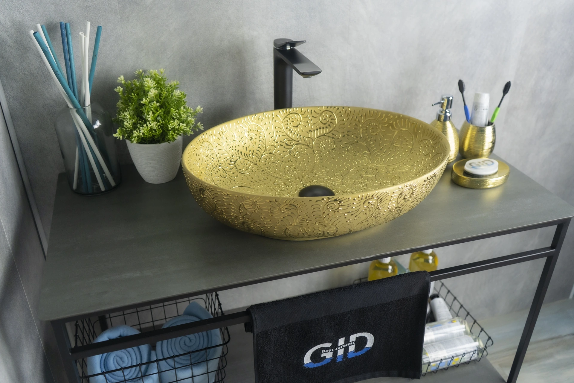 Раковина Gid Nc444 52233 накладная золотая 51x39x14.5