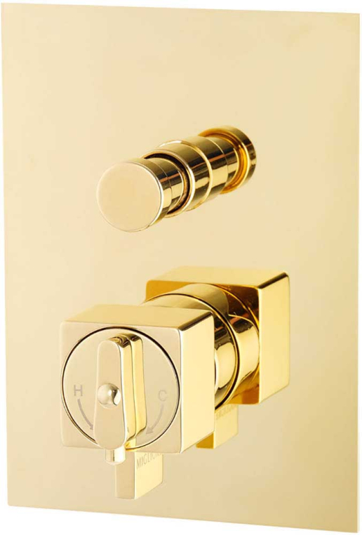 Смеситель скрытого монтажа Migliore Kvant Gold 25406 2-х позиционный термостатный с девиатором золото