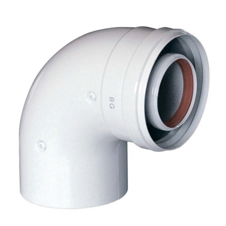 Отвод коаксиального дымоотвода BAXI D=60/100 мм, 87 градусов KHG714101410