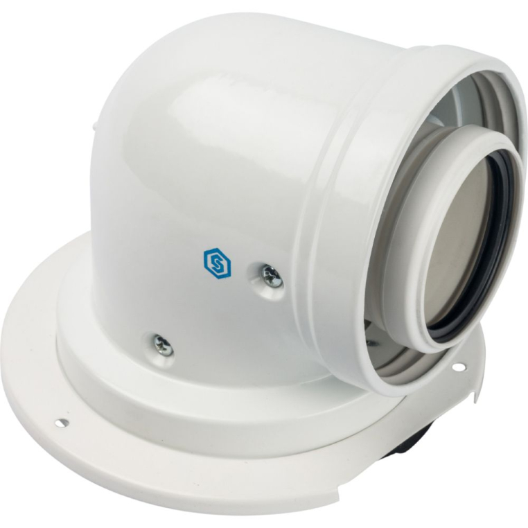 STOUT Отвод 90° Ø60/100 м/п PP-AL с фланцем (совместим с Bosch) (SCA-8610-240090)