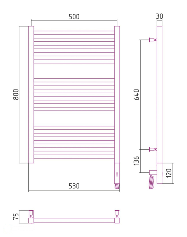Электрический полотенцесушитель Сунержа Модус 3.0 800x500 МЭМ Пр. золото (03-5701-8050)