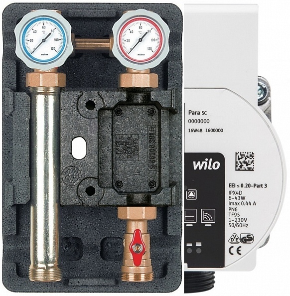Насосная группа Meibes UK ME 66811.36WIRU, 1", без смесителя, с насосом Wilo Para SC 25-7.0 (M66811.36WIRU)