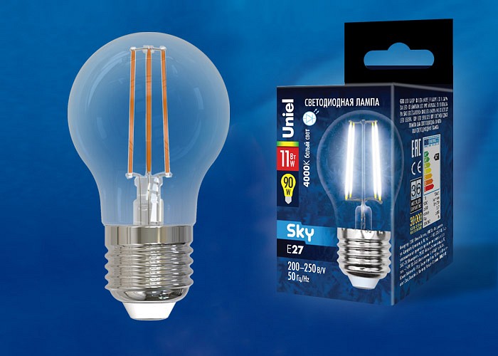 Лампа светодиодная Uniel E27 11Вт 4000K LED-G45-11W/4000K/E27/CL PLS02WH картон