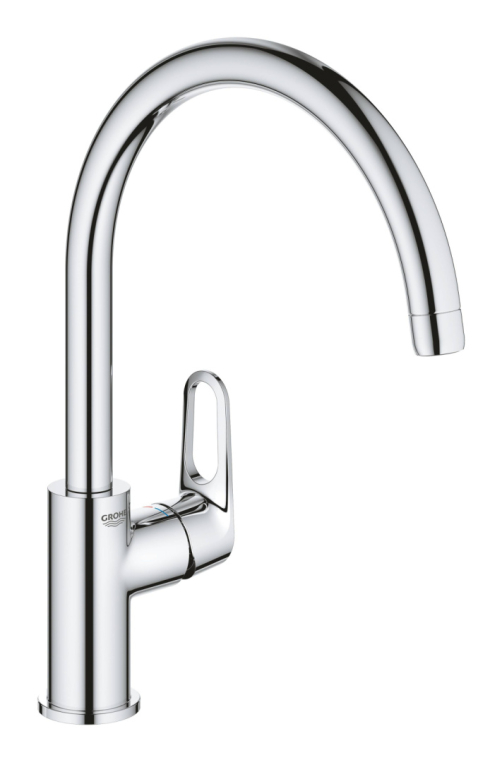Смеситель для кухни GROHE BauFlow 31538001 с высоким C-образным изливом, хром
