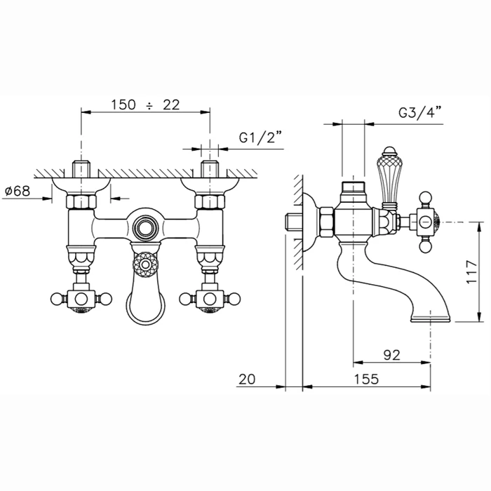 Смеситель под душевую стойку Nicolazzi HALF DOME 1400CR70