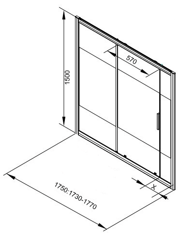 Шторка для ванны Aquanet Practic AE10-B-175H150U-CP 175, прозрачное стекло/шелкография