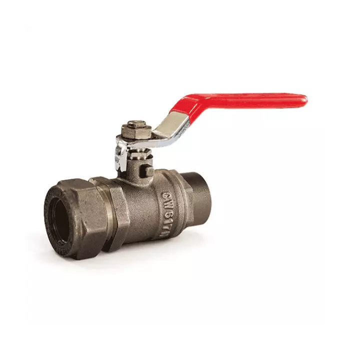 Кран шаровой латунь 15х1/2" Ру50 ВР/обжим рычаг STAHLMANN SVLF1501/2NEF