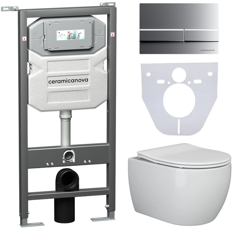 Инсталляция с унитазом и с кнопкой смыва Ceramica Nova CN3001_1002M_1000