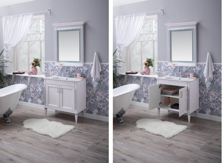 Комплект мебели для ванной Aquanet Селена 90 белый/серебро 00233126