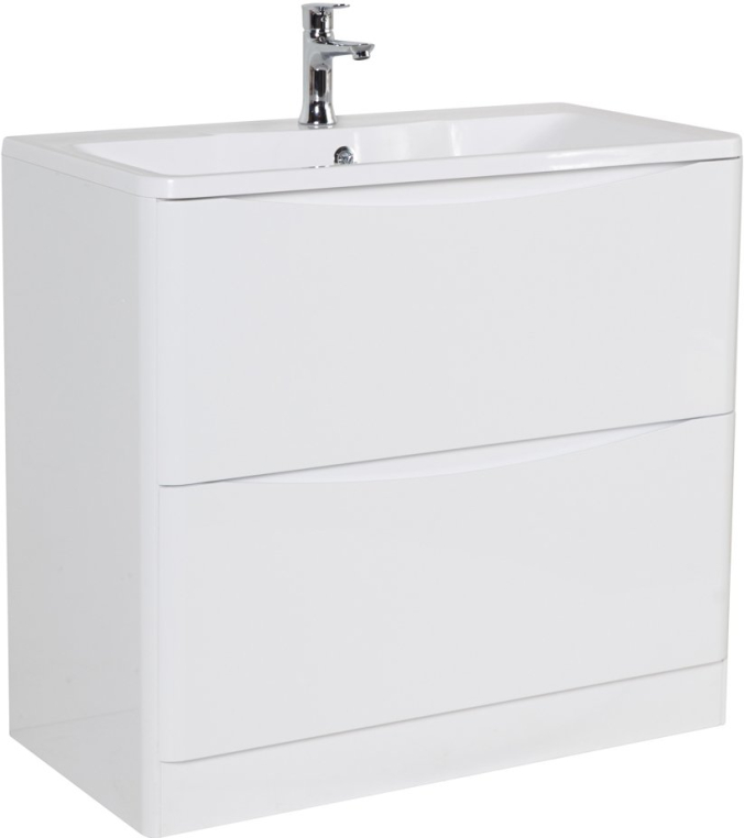 Тумба с раковиной BelBagno Acqua 100 напольная, bianco lucido (ACQUA-1000-2C-PIA-BL+BB1000/455-LV-MR-ALR)