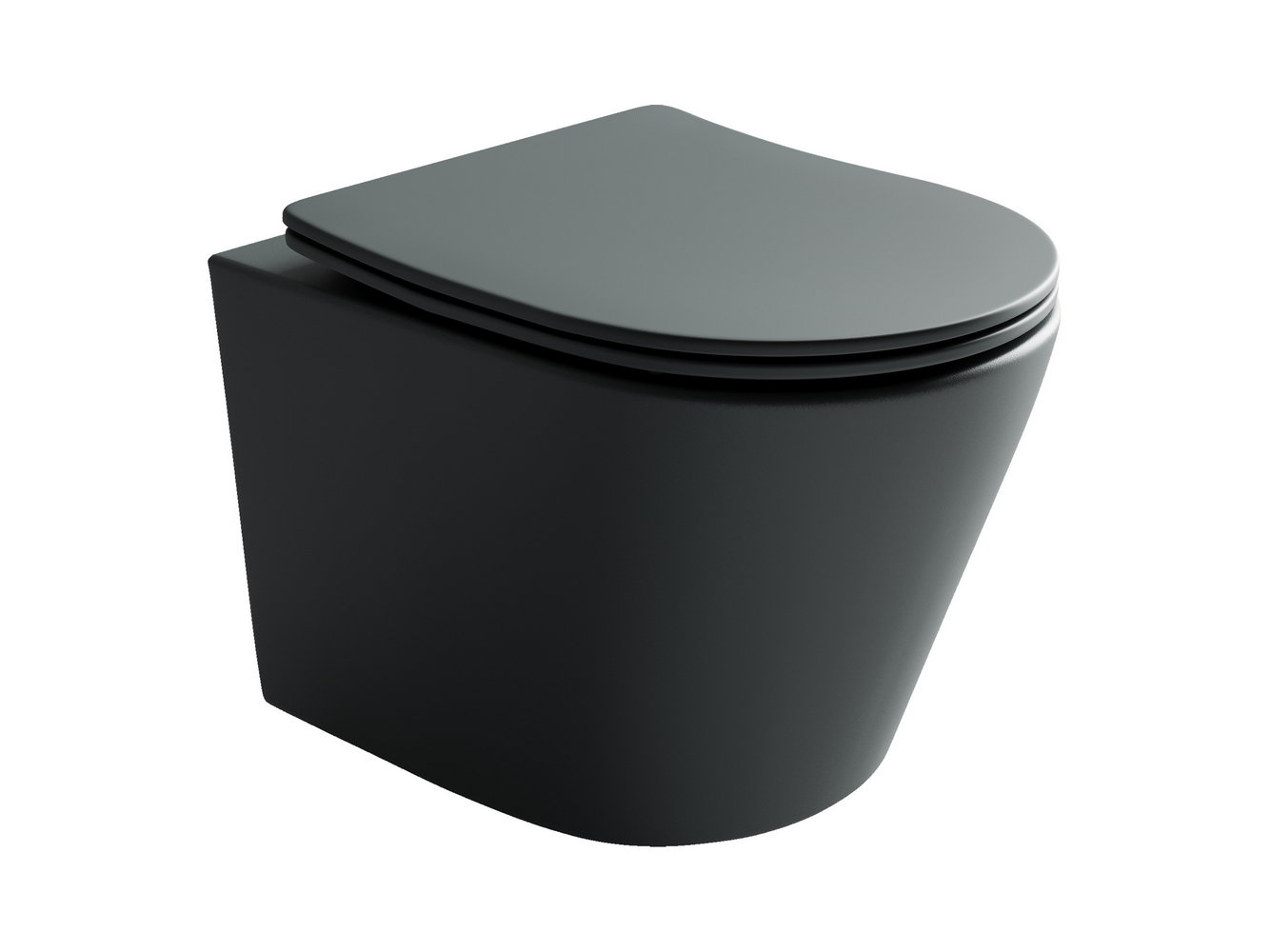 Подвесные унитазы CERAMICANOVA CN6000MDH Подвесной унитаз Balearica Rimless цвет Темный Антрацит Матовый 490*365*360 с крепежом, с