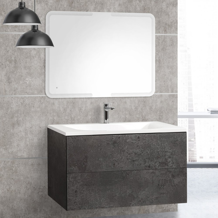 Комплект мебели Cezares Premier HPL 100 BLUM EST manganese (PREMIER-HPL-100-2C-SO-MGN-BLUM-EST+CEZ1000/500-LV-MR+SPC-MAR-1000-600-LED-BTN)
