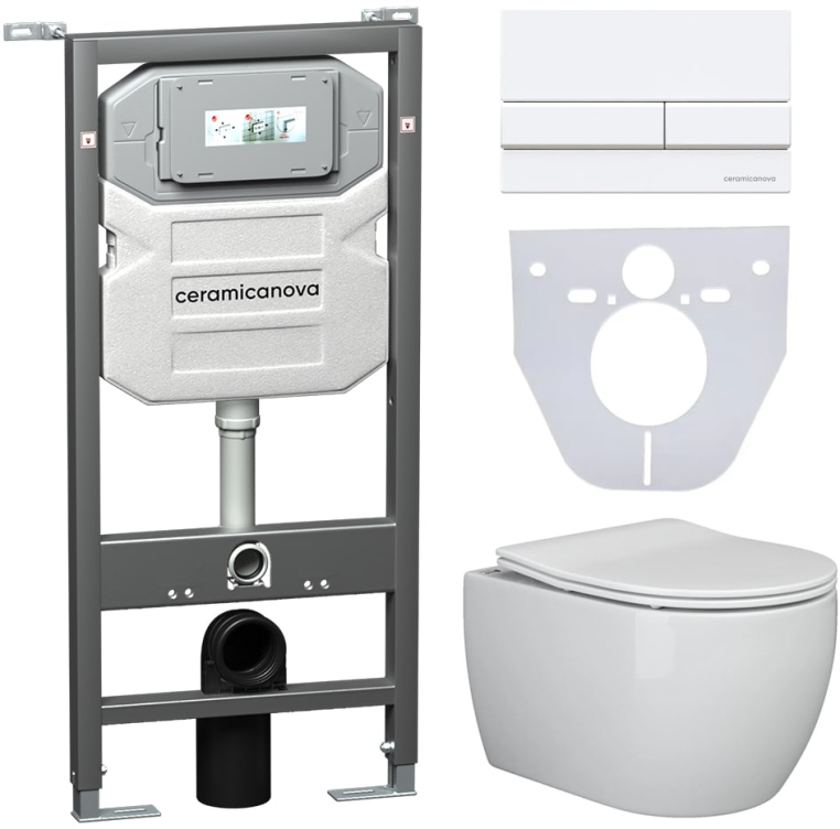 Инсталляция с унитазом и с кнопкой смыва Ceramica Nova CN3001_1002W_1000