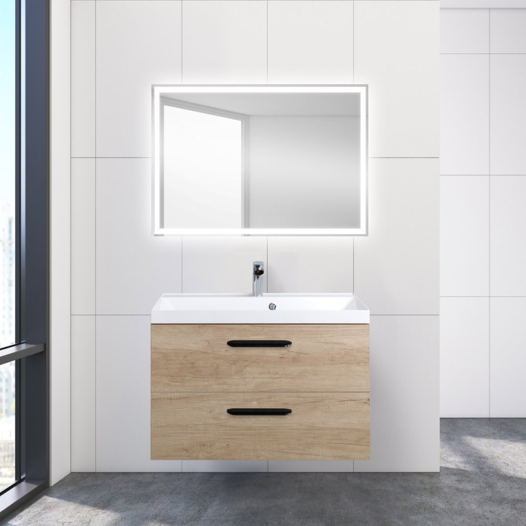 Комплект мебели BelBagno Aurora 80 rovere nebrasca nature (AURORA-800-2C-SO-RNN+BB800/450-LV-MR-AST+8.1107.224192.0270+SPC-GRT-600-800-LED-BTN)