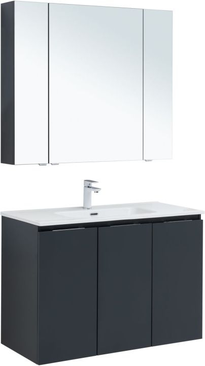Мебель для ванной Aquanet Алвита New 100 3 дверцы, антрацит 00273986