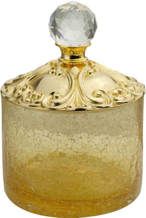 Баночка высокая с крышкой Migliore Cristalia 16824 стекло/золото/Crystal h16 см