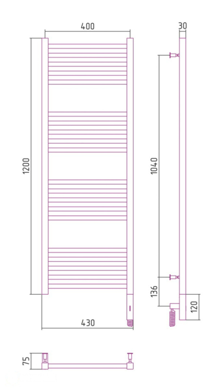 Электрический полотенцесушитель Сунержа Модус 3.0 1200x400 МЭМ Пр. белый (12-5701-1240)