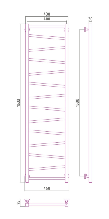 Полотенцесушитель водяной Сунержа Сирокко 45x160 00-0253-1640 хром