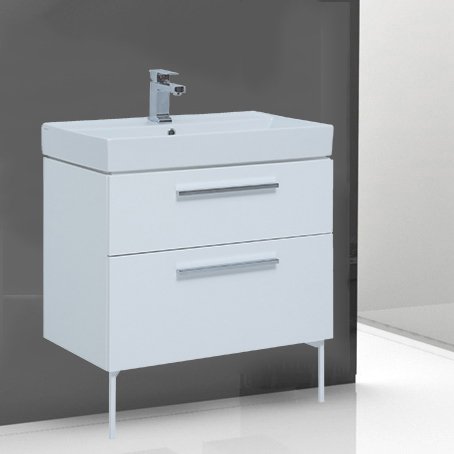 Тумба с раковиной Aquanet Nova 75 белый глянец (00242262+00242338+00246408+00243730)