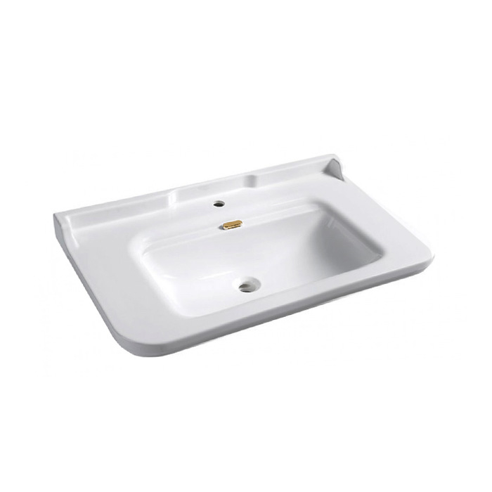 Раковина Kerasan Waldorf 100х55 см, 1 отв., керамическая, белый/золото
