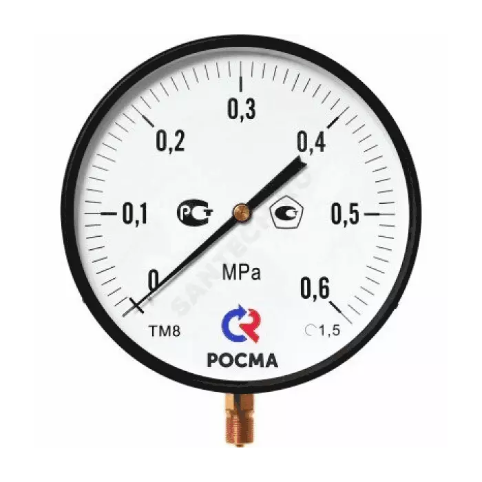 Манометр ТМ-810Р.00 радиальный Дк250мм 0-2,5 МПа кл.1,5 М20х1,5 Росма 00000009033