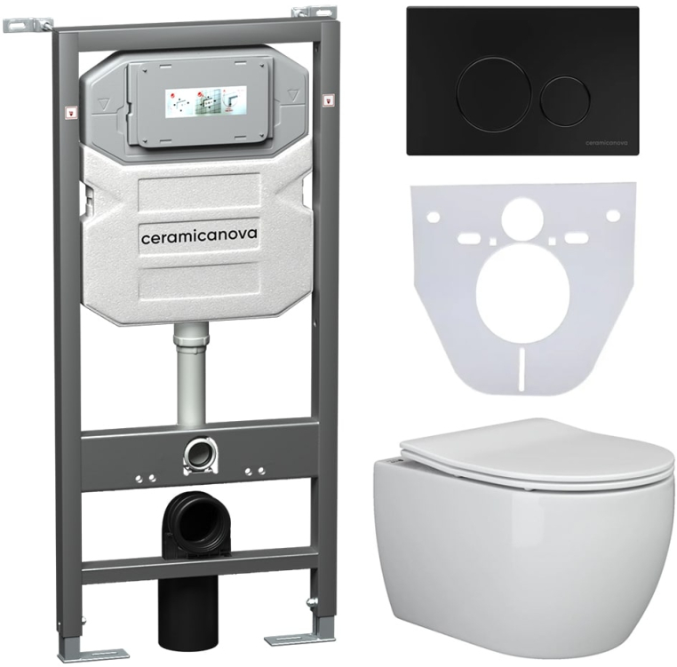 Инсталляция с унитазом и с кнопкой смыва Ceramica Nova CN3001_1001B_1000