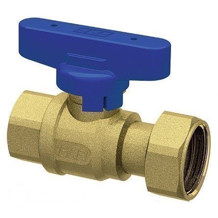 Кран шаровой Far 1/2” ВР-накидная гайка 3/4" с синей ручкой (FS 3047 12B)