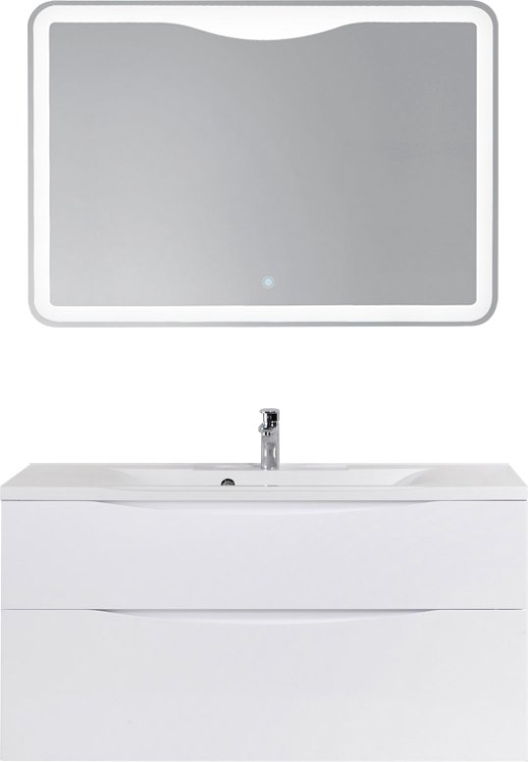 Комплект мебели BelBagno Marino H120 bianco lucido (MARINO-H60-1200-2C-SO-BL-P+BB1200/450-LV-MR-PR+SPC-MAR-1000-800-LED-TCH)
