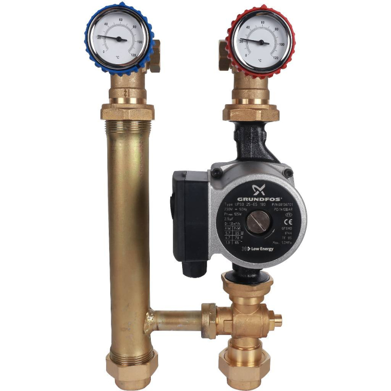 Насосная группа STOUT (SDG-0014-002502) для твердотопливных котлов 1 с насосом Grundfos UPSO 25-65 в теплоизоляции